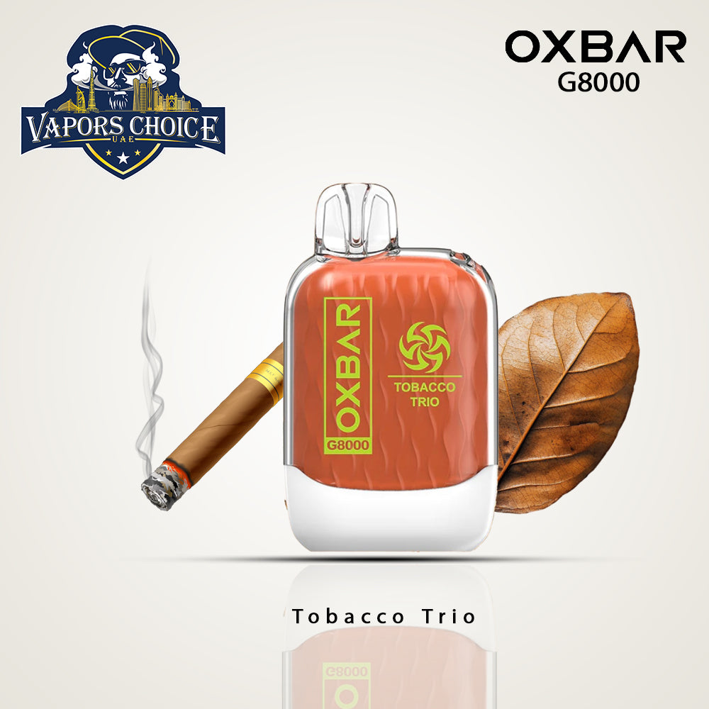 OXVA OXBAR G8000 (50mg & 20mg) 8000 PUFFS - DISPOSABLE VAPE Tobacco Trio UAE Dubai & Ras Al-Khaimah